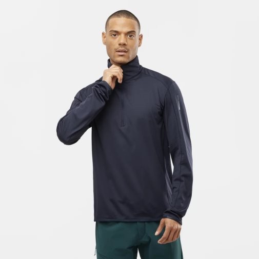 Moletom Salomon Essential Lightwarm Half Zip Masculino Azul Marinho | PT Y20457